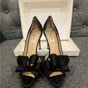 Valentino Shoe D'Orsay Satin Pumps Bold Bow (Size 38/ 8w)